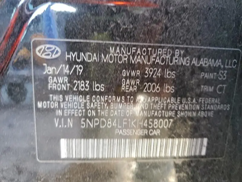 2019 HYUNDAI ELANTRA SEL  