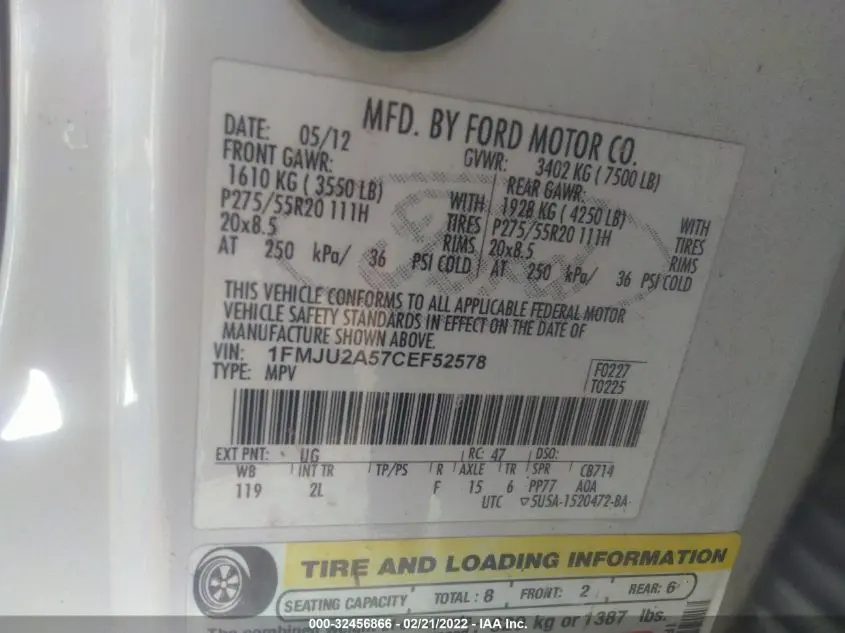 2012 FORD EXPEDITION LIMITED