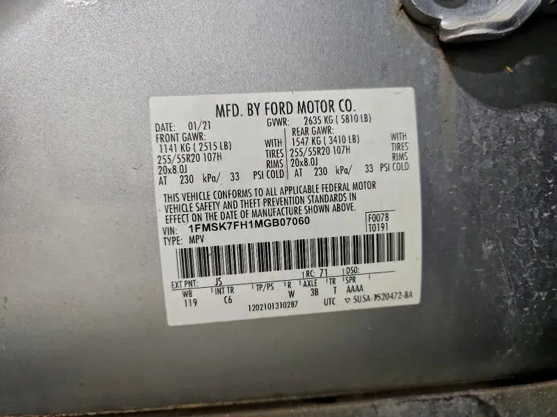 2021 FORD EXPLORER LIMITED  