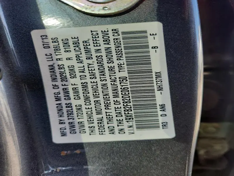 2013 HONDA CIVIC EX  