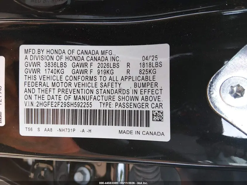 2025 HONDA CIVIC LX