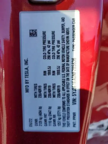 2022 TESLA MODEL 3   