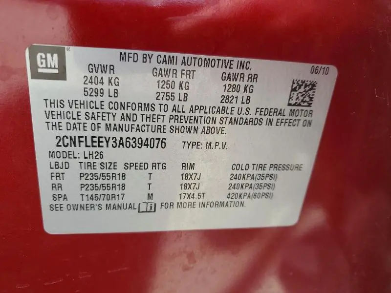 2010 CHEVROLET EQUINOX LT  