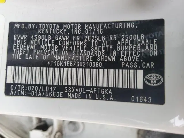 2016 TOYOTA AVALON XLE  