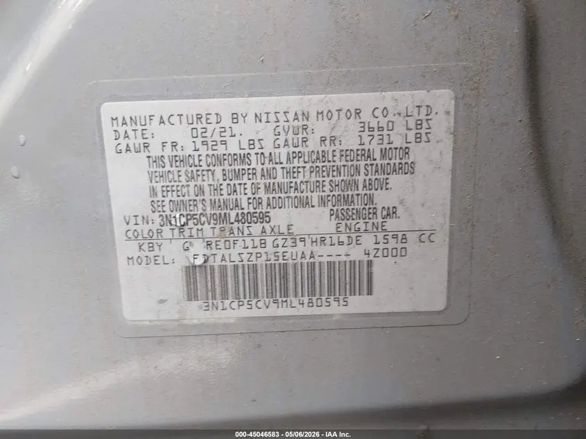 2021 NISSAN KICKS SV XTRONIC CVT