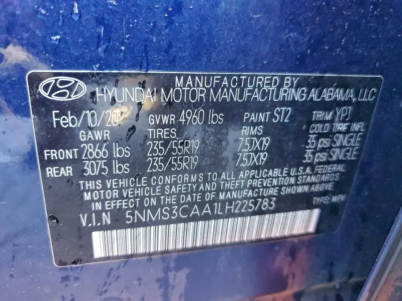 2020 HYUNDAI SANTA FE SEL  