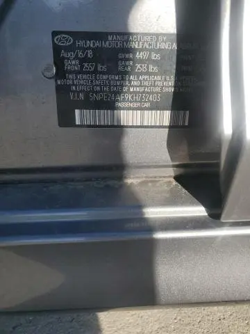 2019 HYUNDAI SONATA SE