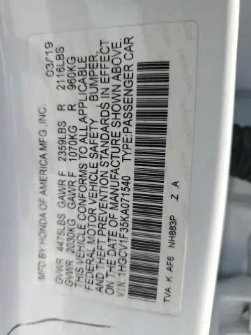 2019 HONDA ACCORD SPORT  