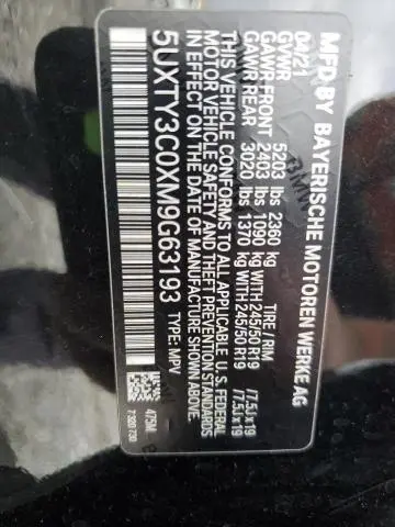 2021 BMW X3 SDRIVE30I  