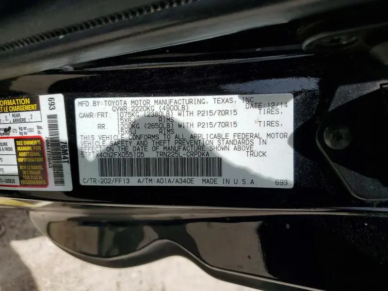2015 TOYOTA TACOMA ACCESS CAB  