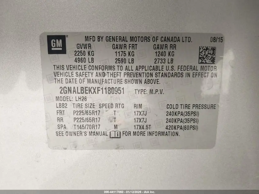 2015 CHEVROLET EQUINOX 1LT