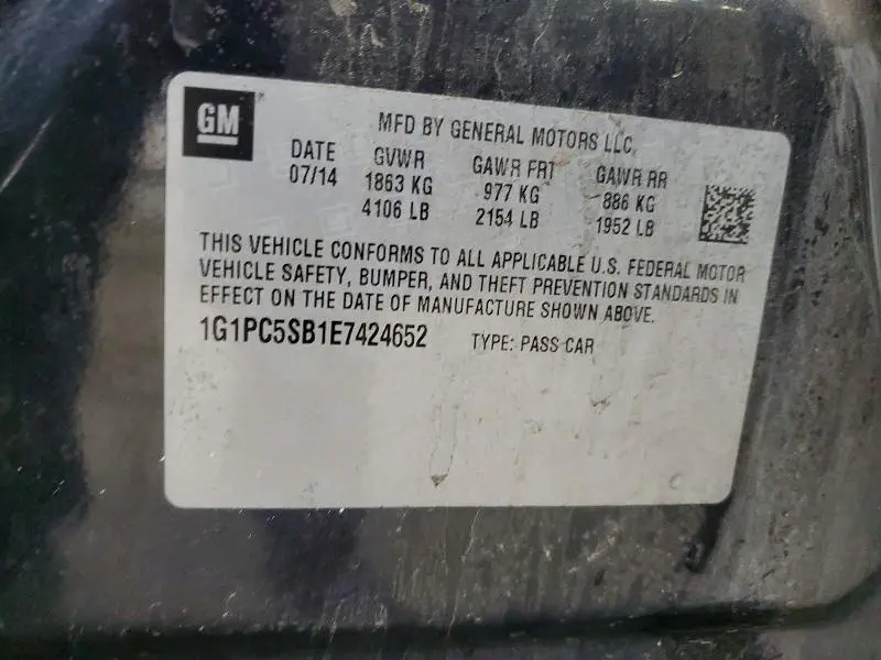 2014 CHEVROLET CRUZE LT  