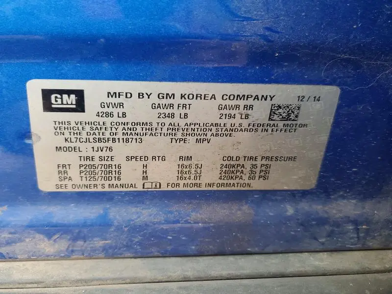 2015 CHEVROLET TRAX 1LT  