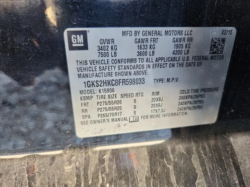 2015 GMC YUKON XL K1500 SLT  