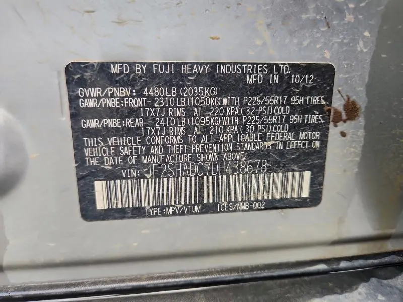 2013 SUBARU FORESTER 2.5X PREMIUM  