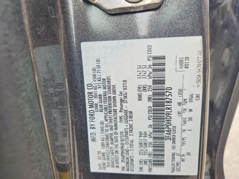 2020 FORD FUSION SE  