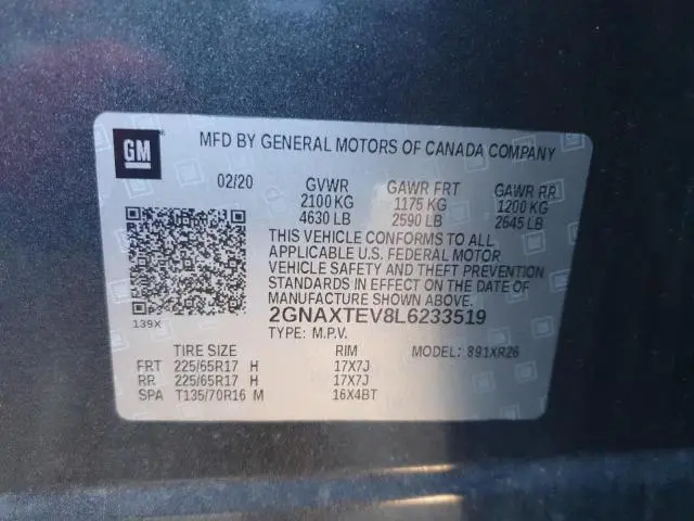 2020 CHEVROLET EQUINOX LT  