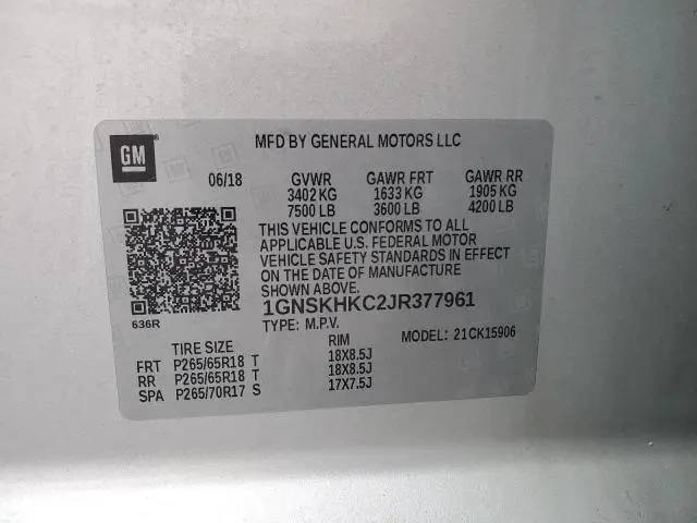 2018 CHEVROLET SUBURBAN K1500 LT  