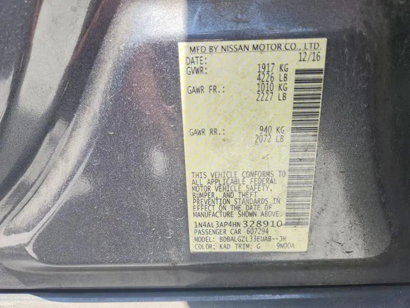 2017 NISSAN ALTIMA 2.5 S  