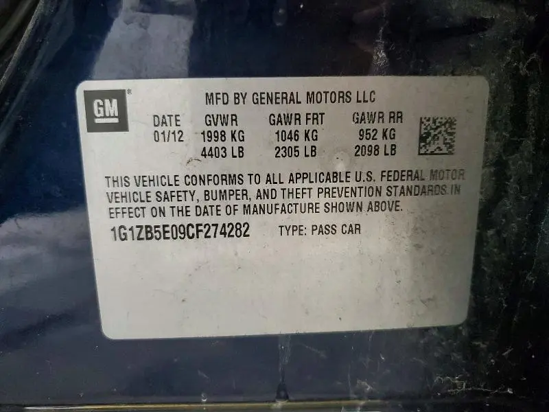 2012 CHEVROLET MALIBU LS  