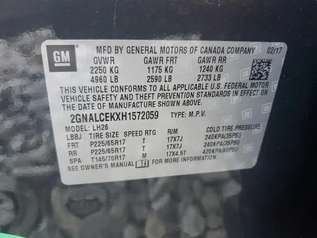 2017 CHEVROLET EQUINOX LT  