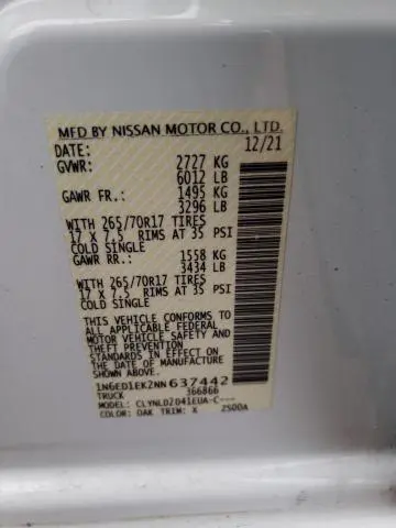 2022 NISSAN FRONTIER S  