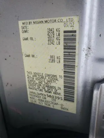 2012 NISSAN ALTIMA BASE  