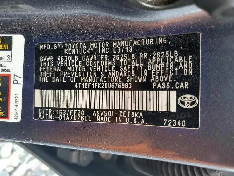 2013 TOYOTA CAMRY SE  