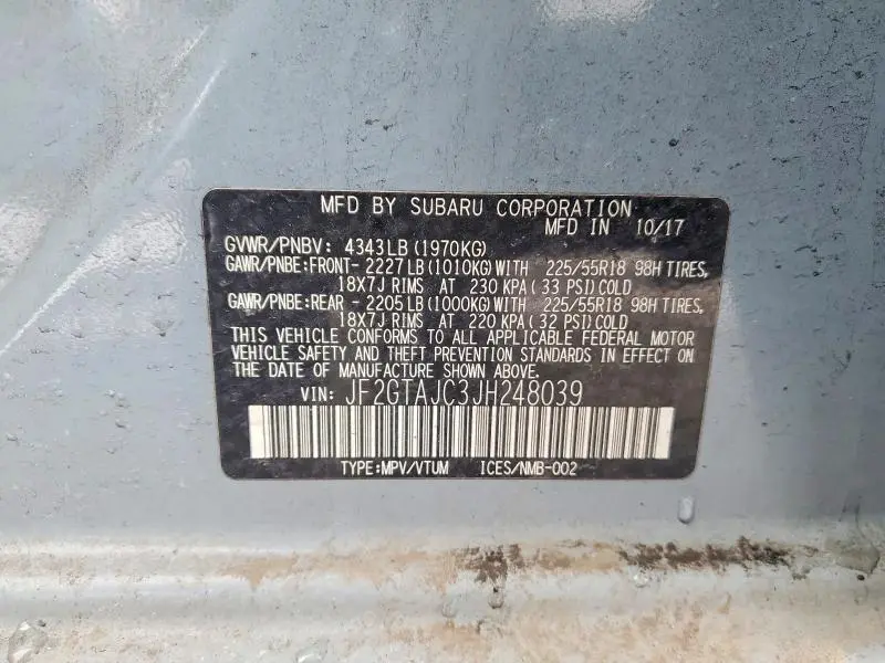 2018 SUBARU CROSSTREK LIMITED  