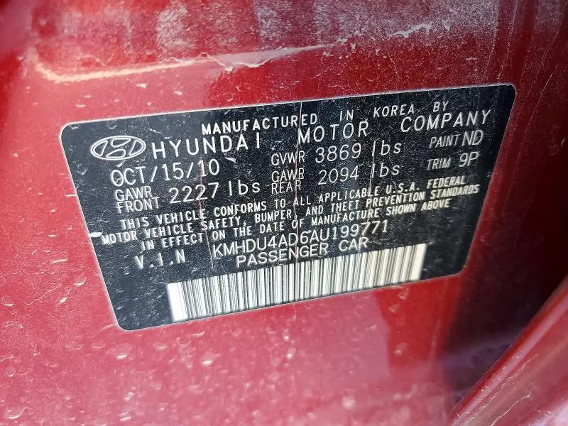 2010 HYUNDAI ELANTRA SE  