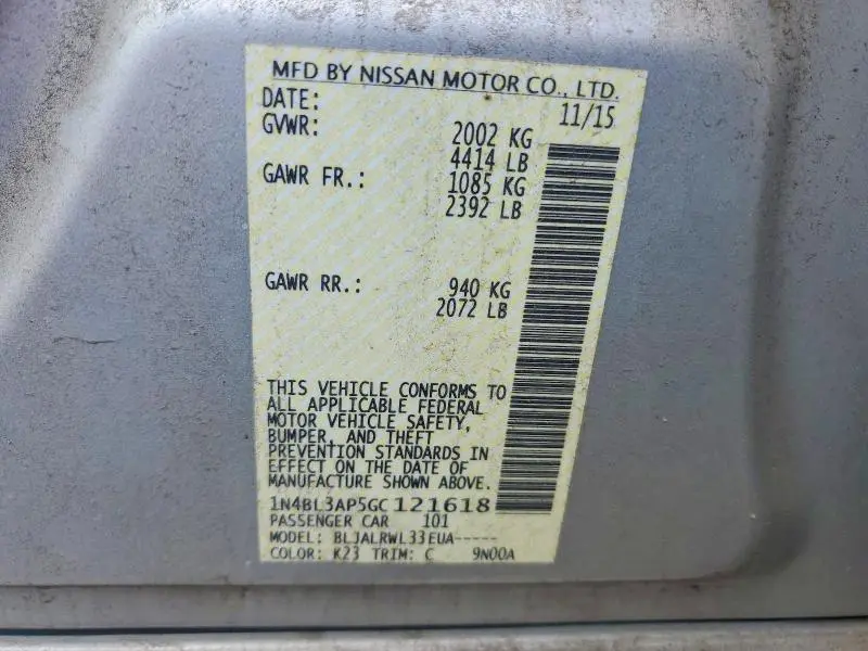 2016 NISSAN ALTIMA 3.5 SL  