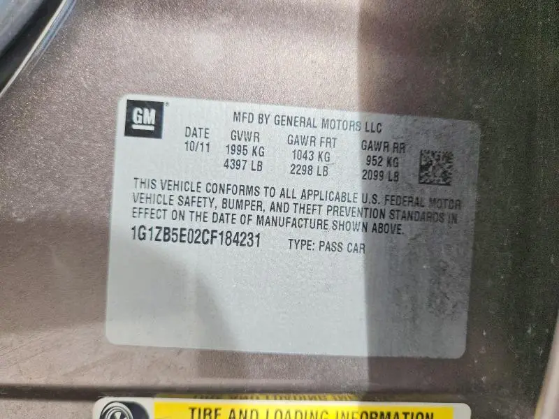 2012 CHEVROLET MALIBU LS  