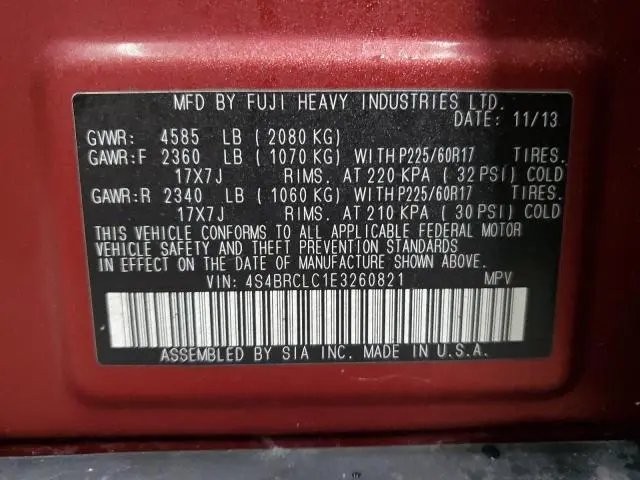 2014 SUBARU OUTBACK 2.5I LIMITED  