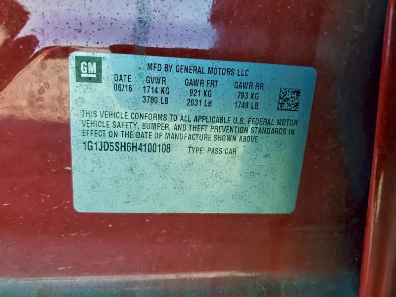 2017 CHEVROLET SONIC LT  