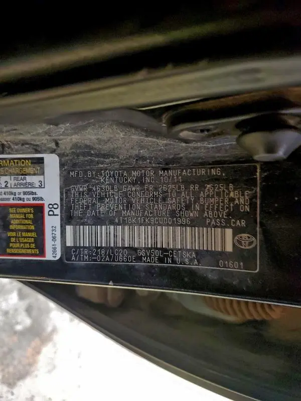 2012 TOYOTA CAMRY SE  