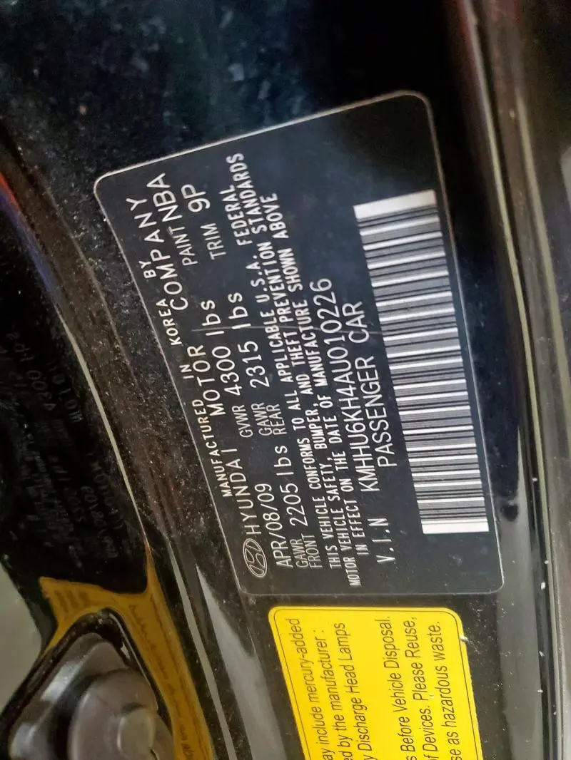 2010 HYUNDAI GENESIS COUPE 3.8L  