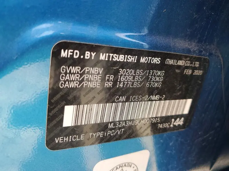 2020 MITSUBISHI MIRAGE ES  