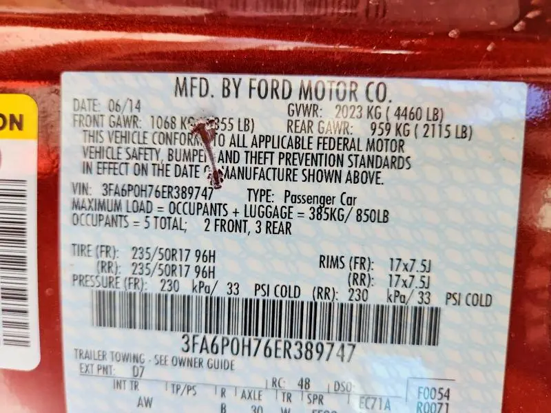 2014 FORD FUSION SE  