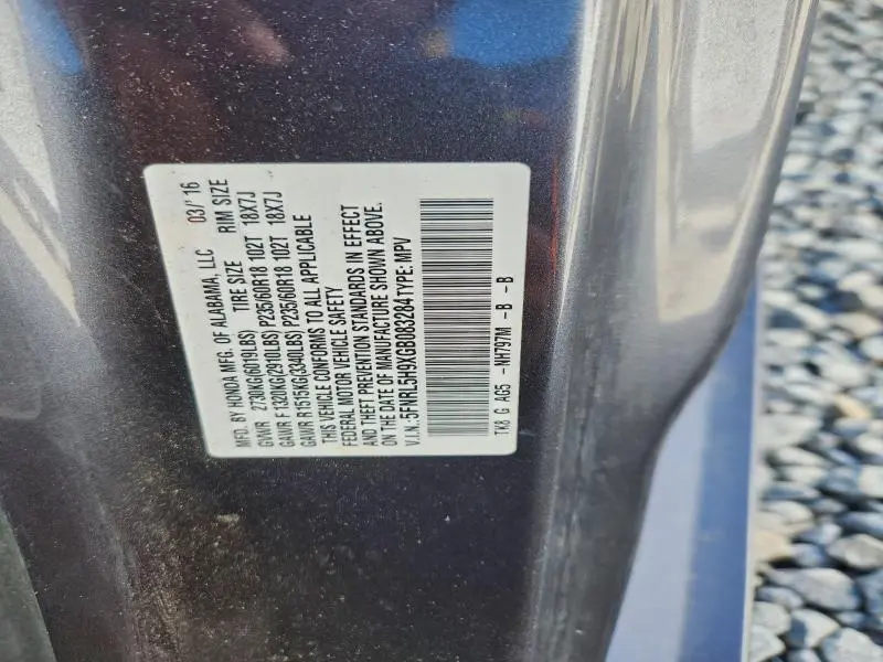 2016 HONDA ODYSSEY TOURING  