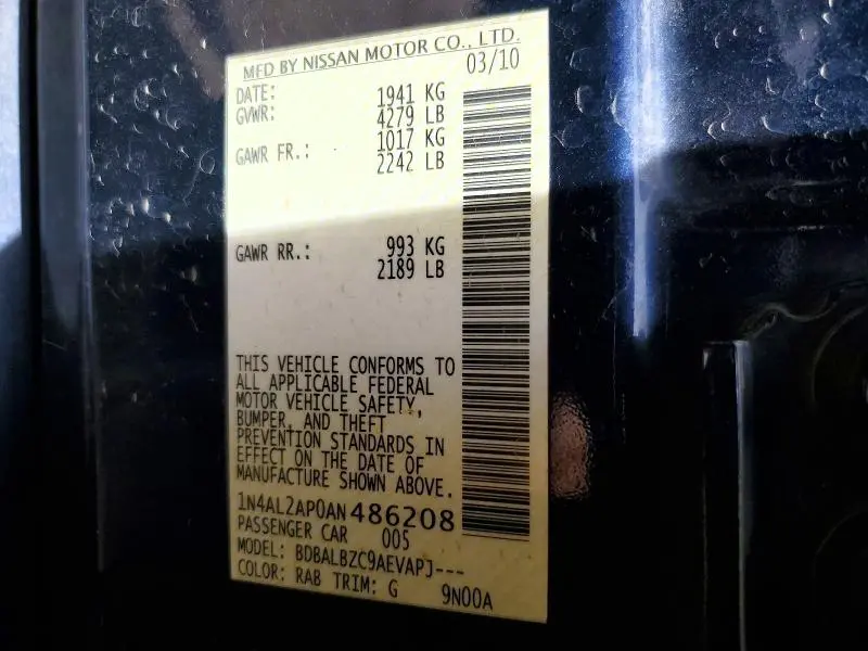 2010 NISSAN ALTIMA 2.5  