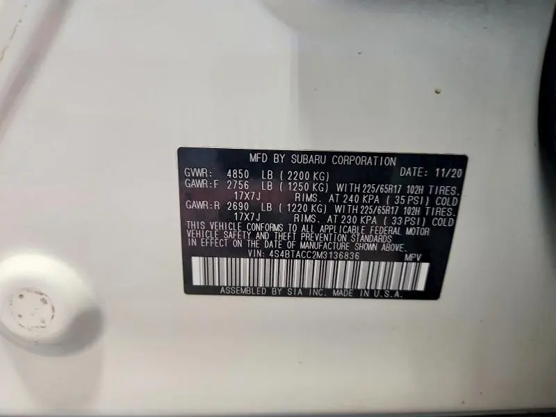 2021 SUBARU OUTBACK PREMIUM  