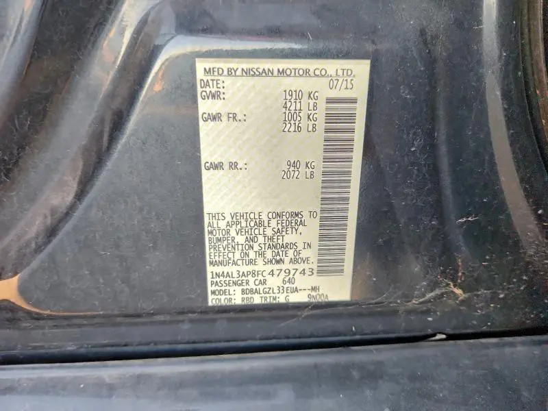 2015 NISSAN ALTIMA 2.5  