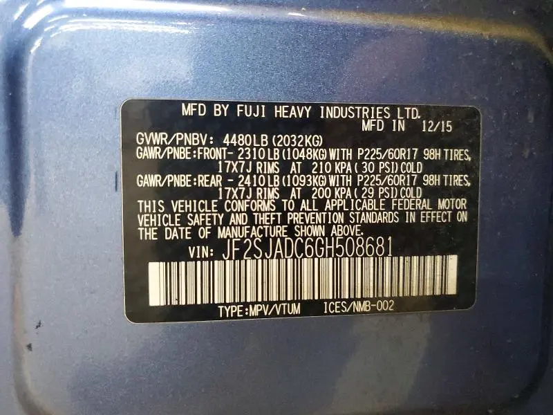 2016 SUBARU FORESTER 2.5I PREMIUM  