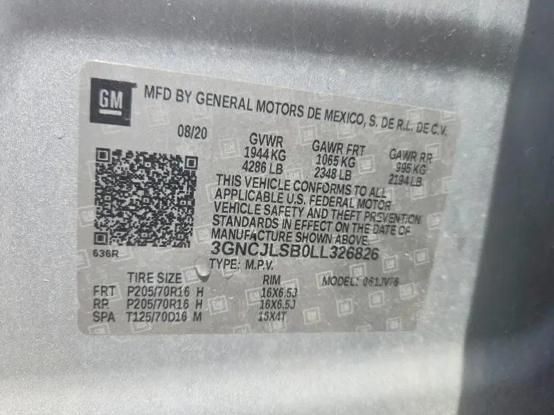 2020 CHEVROLET TRAX 1LT  