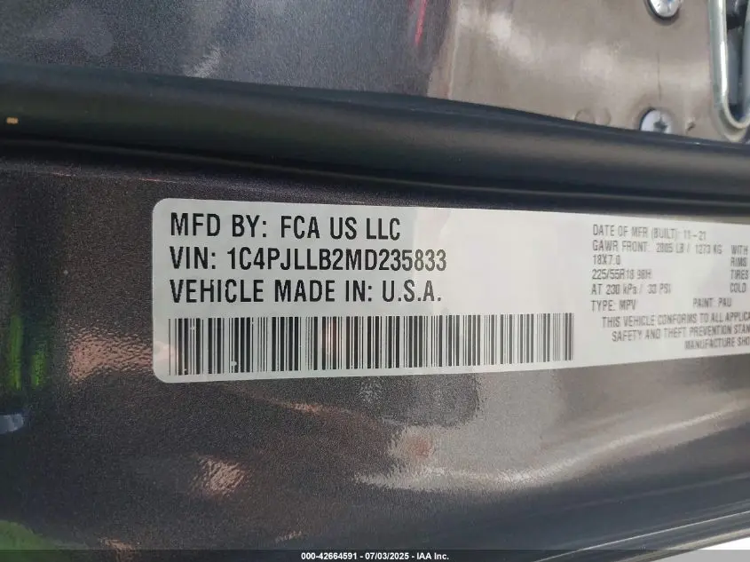 2021 JEEP CHEROKEE ALTITUDE FWD