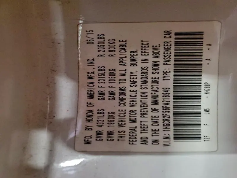 2015 HONDA ACCORD SPORT  