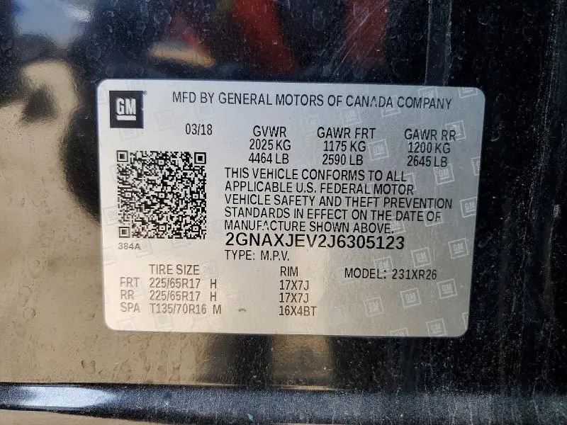 2018 CHEVROLET EQUINOX LT  