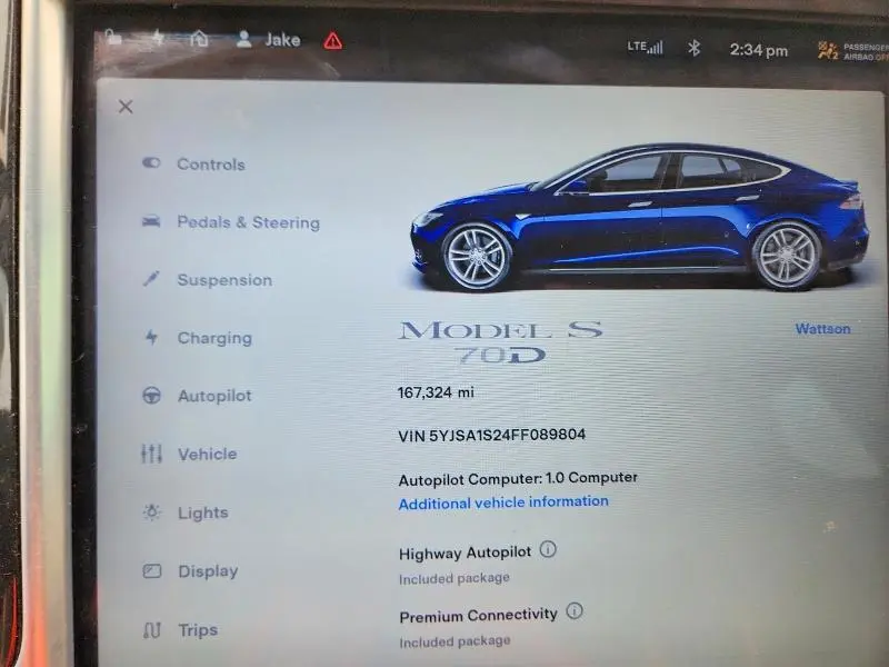 2015 TESLA MODEL S 70D  