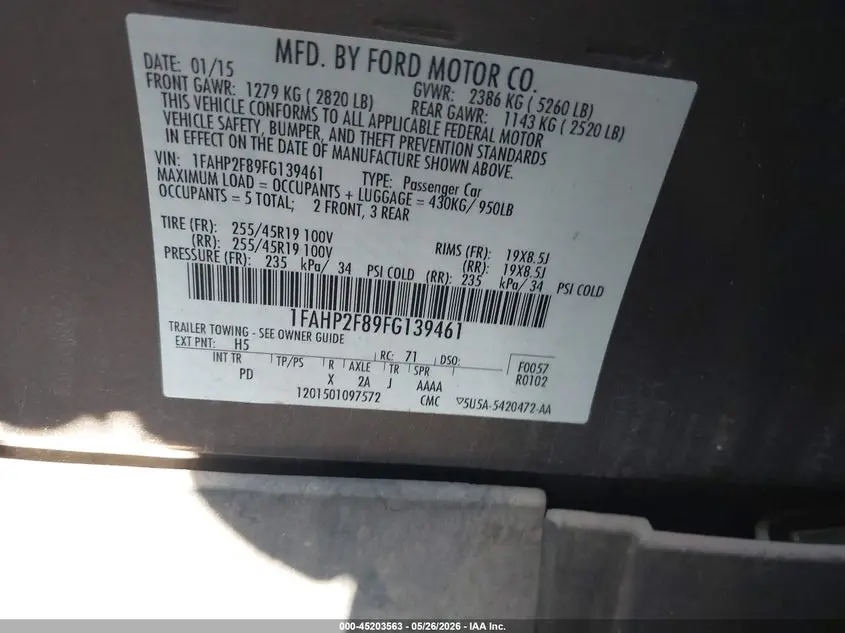 2015 FORD TAURUS LIMITED