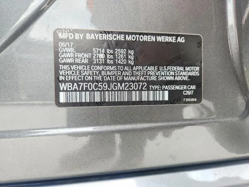 2018 BMW 750 I  